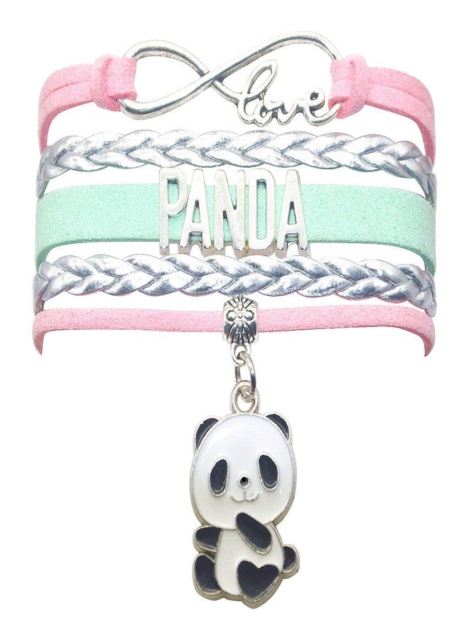 سوار HCChanshi Panda Charm - تصميم الحب اللانهائي للنساء والرجال ومحبي الباندا البالغين (وردي، فضي، أخضر نعناعي) - Image 1